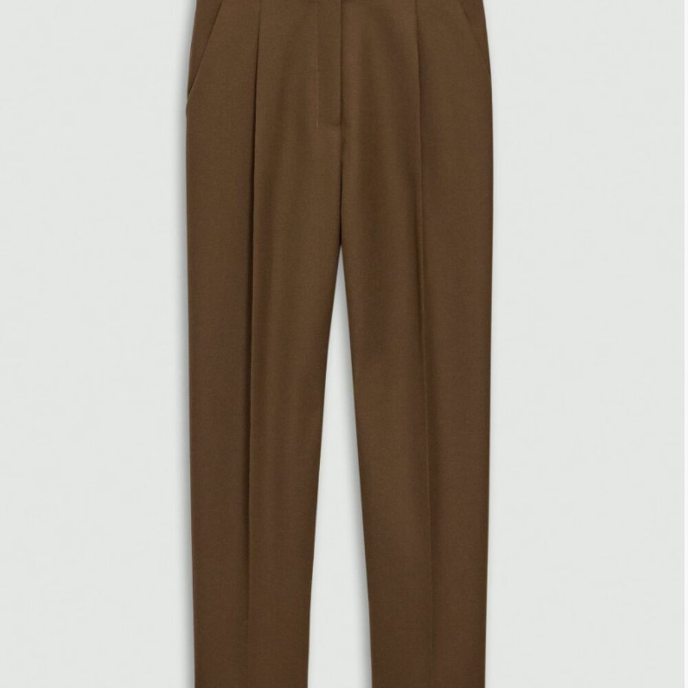 NWT, Theory Tapered High-Rise Pant in Wool-Blend, Clover, Size 6